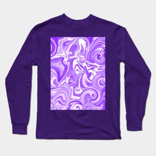 Fluid Purple and White Swirly Pattern Long Sleeve T-Shirt